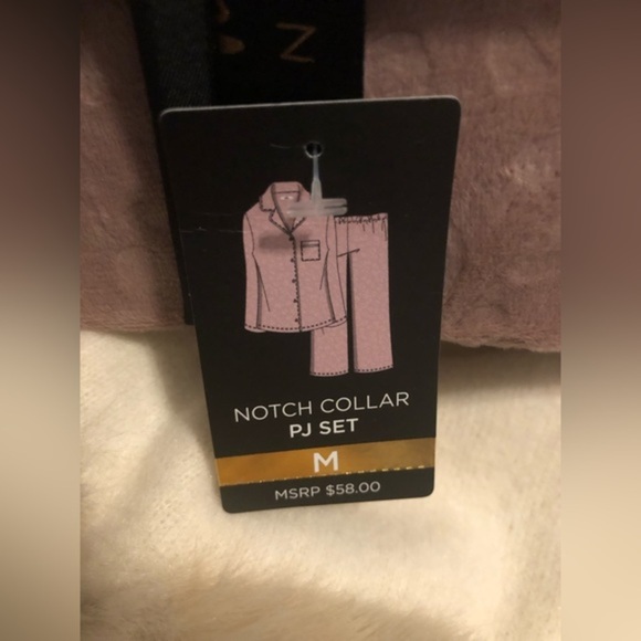 Nicole Miller New York plush mauve notch collar 2pc loungewear pajama set size M - Picture 11 of 13